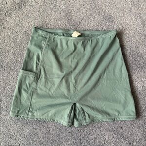 Halara high-waisted pocket 2-in-1 quick-dry yoga shorts Small sage green
